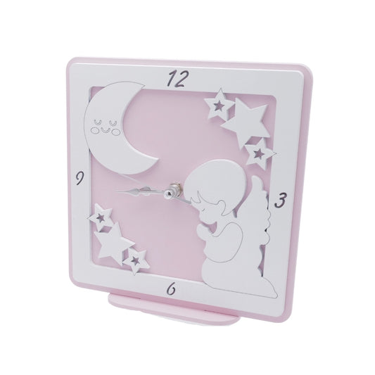 Orologio da tavolo con angioletto 17x17 (rosa)