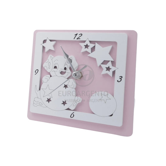 Orologio da tavolo con cagnolino 12x12 (rosa)