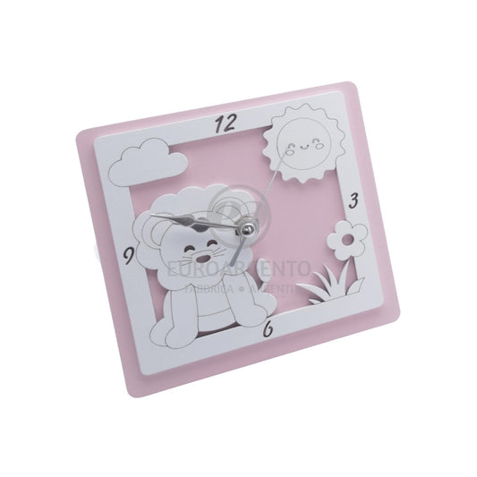 Orologio da tavolo con leoncino 12x12 (rosa)