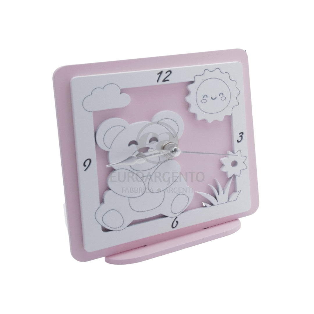 Orologio da tavolo con orsetto 12x12 (rosa)
