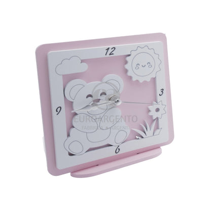 Orologio da tavolo con orsetto 12x12 (rosa)