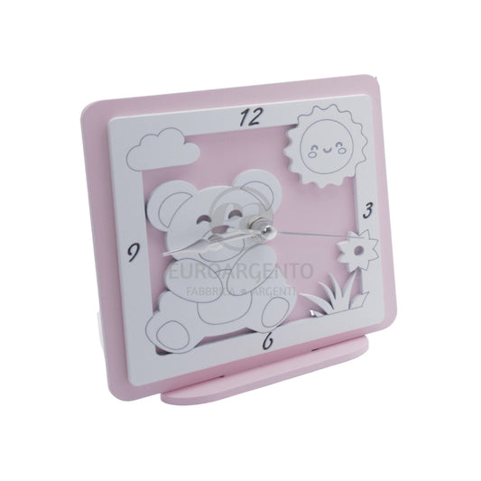 Orologio da tavolo con orsetto 12x12 (rosa)