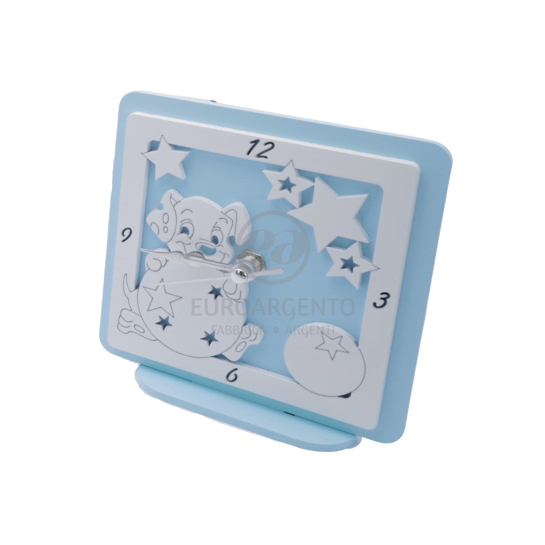 Orologio da tavolo con cagnolino 12x12 (azzurro)