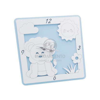 Orologio da tavolo con leoncino 17x17 (azzurro)