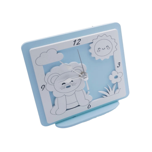 Orologio da tavolo con leoncino 12x12 (azzurro)