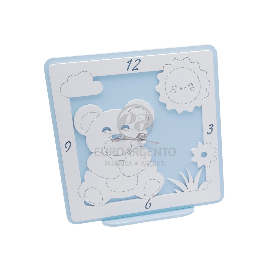 Orologio da tavolo con orsetto 17x17 (azzurro)