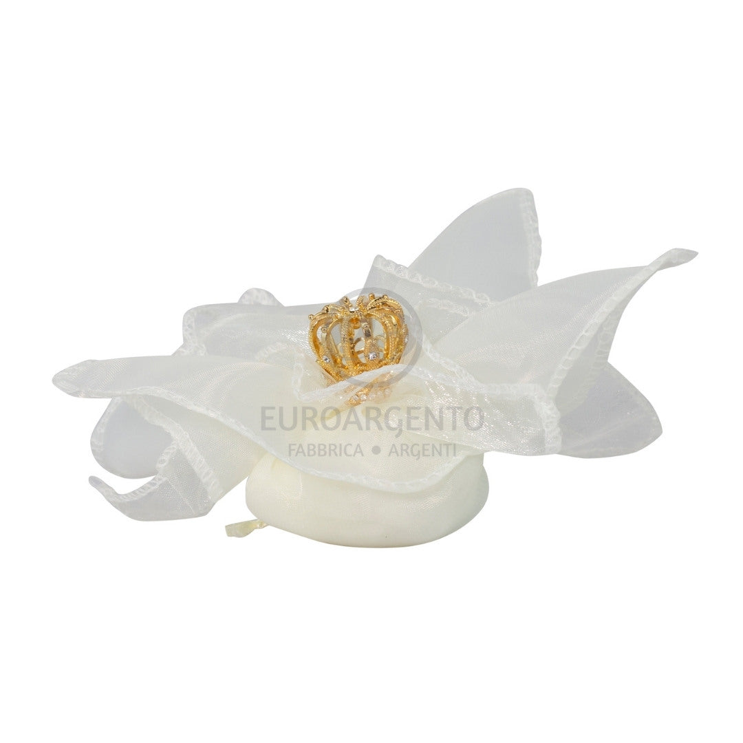 Fazzolettino con corona gold con strass (crema)