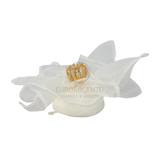 Fazzolettino con corona gold con strass (crema)