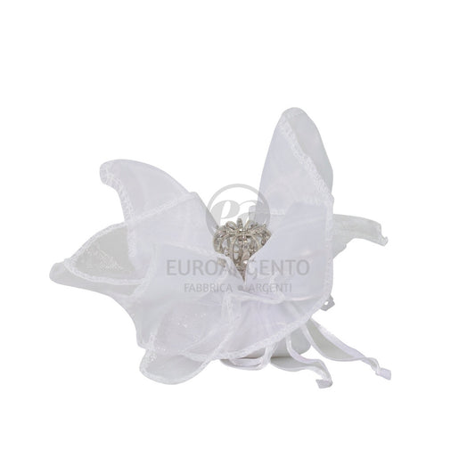 Fazzolettino con corona silver con strass (bianco)
