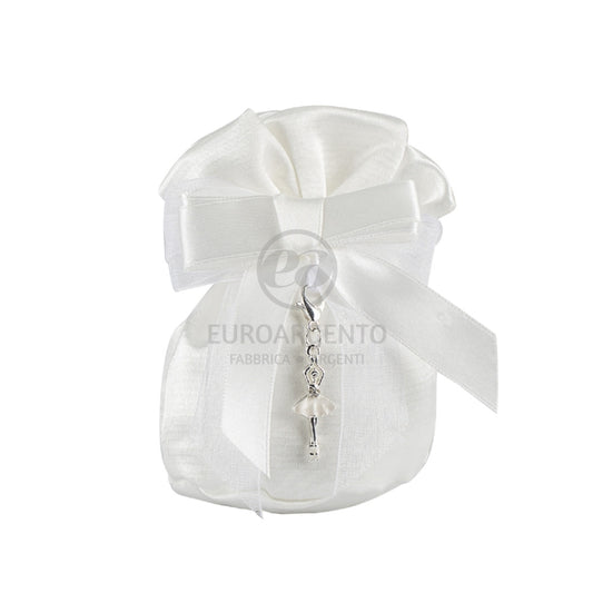 Pochette porta confetti con charm ballerina (bianco)