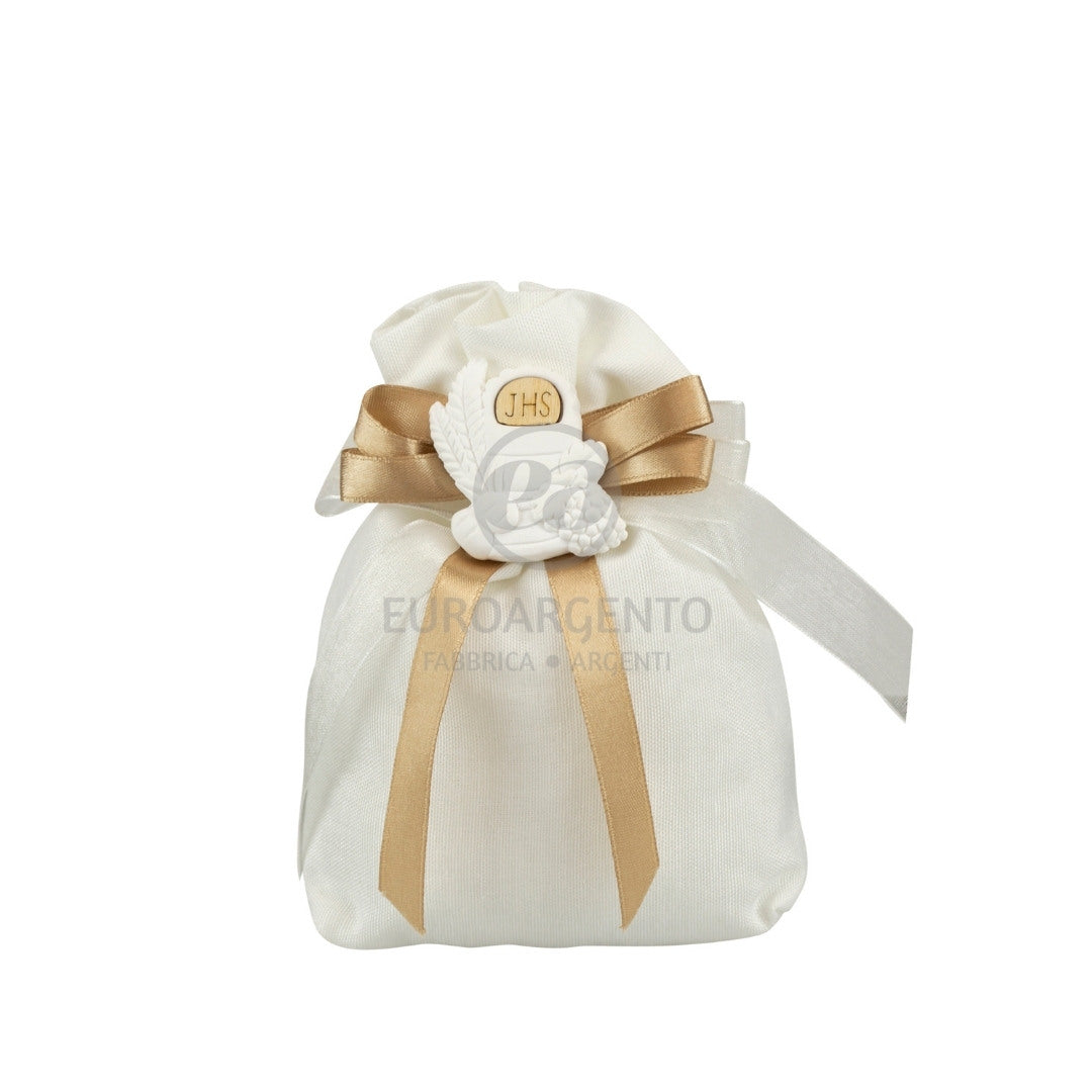Sacchettino porta confetti con gessetto calice (bianco)