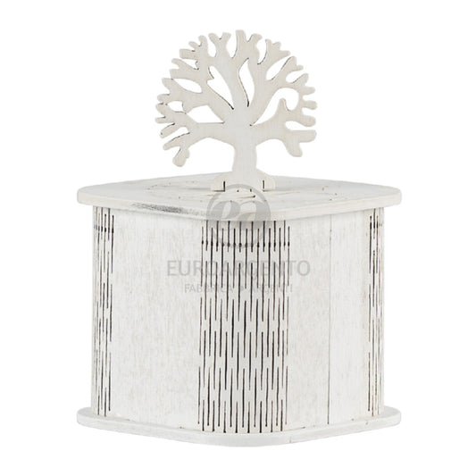 Scatolina porta confetti con albero della vita (bianco)