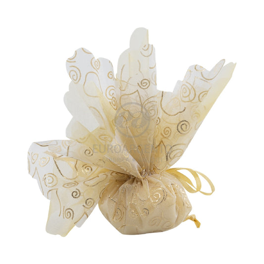 Fazzolettino porta confetti con tiranti (oro glitter)