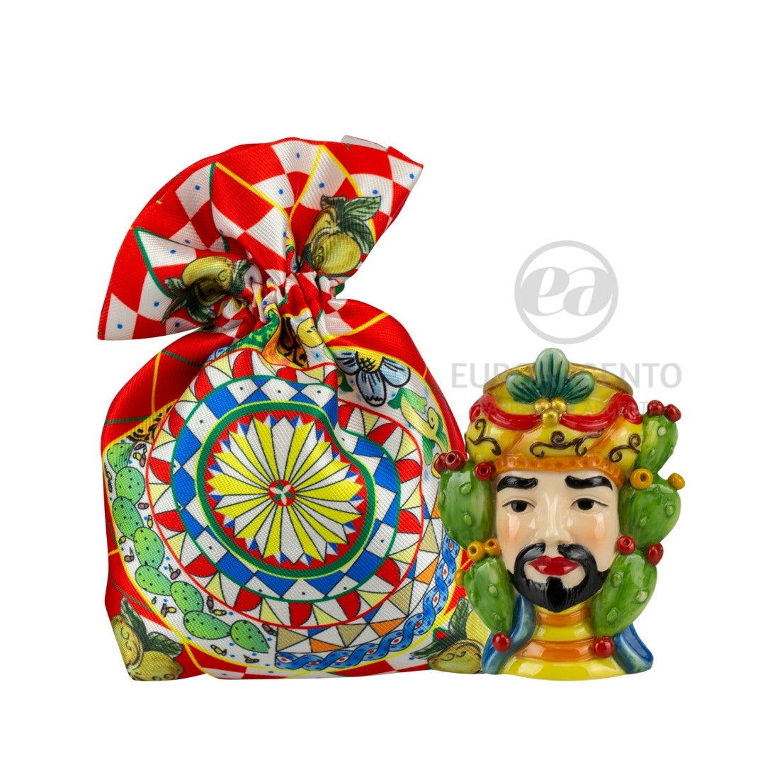 Sacchettino porta confetti con magnete testa di moro King fichi d'india
