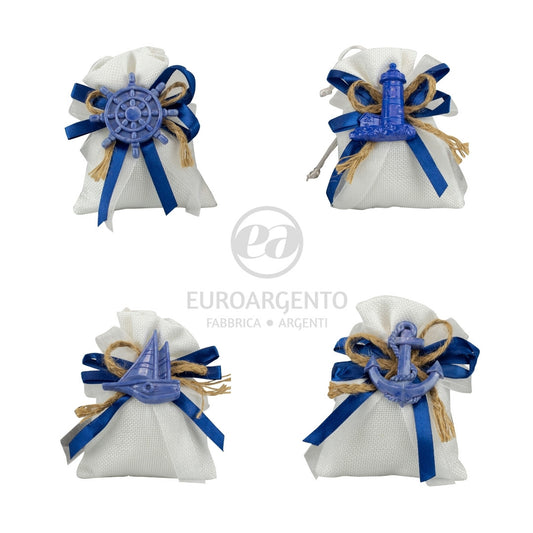 Tema marino - Sacchettino porta confetti con magnete (bianco)