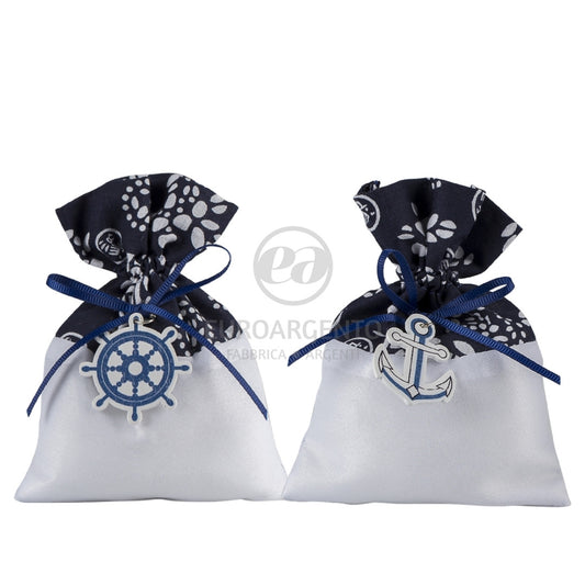 Tema marino - Sacchettino porta confetti  (bianco/blu)