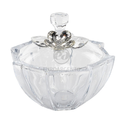 Scatola ottagonale vetro con fiore (grande)