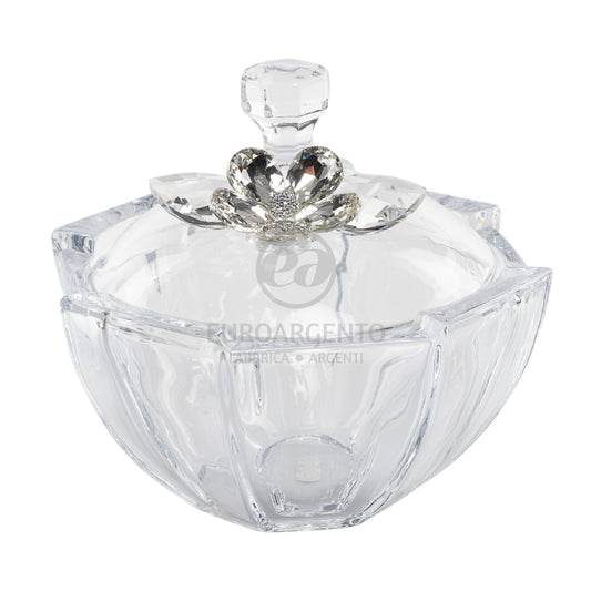Scatola ottagonale vetro con fiore (grande)