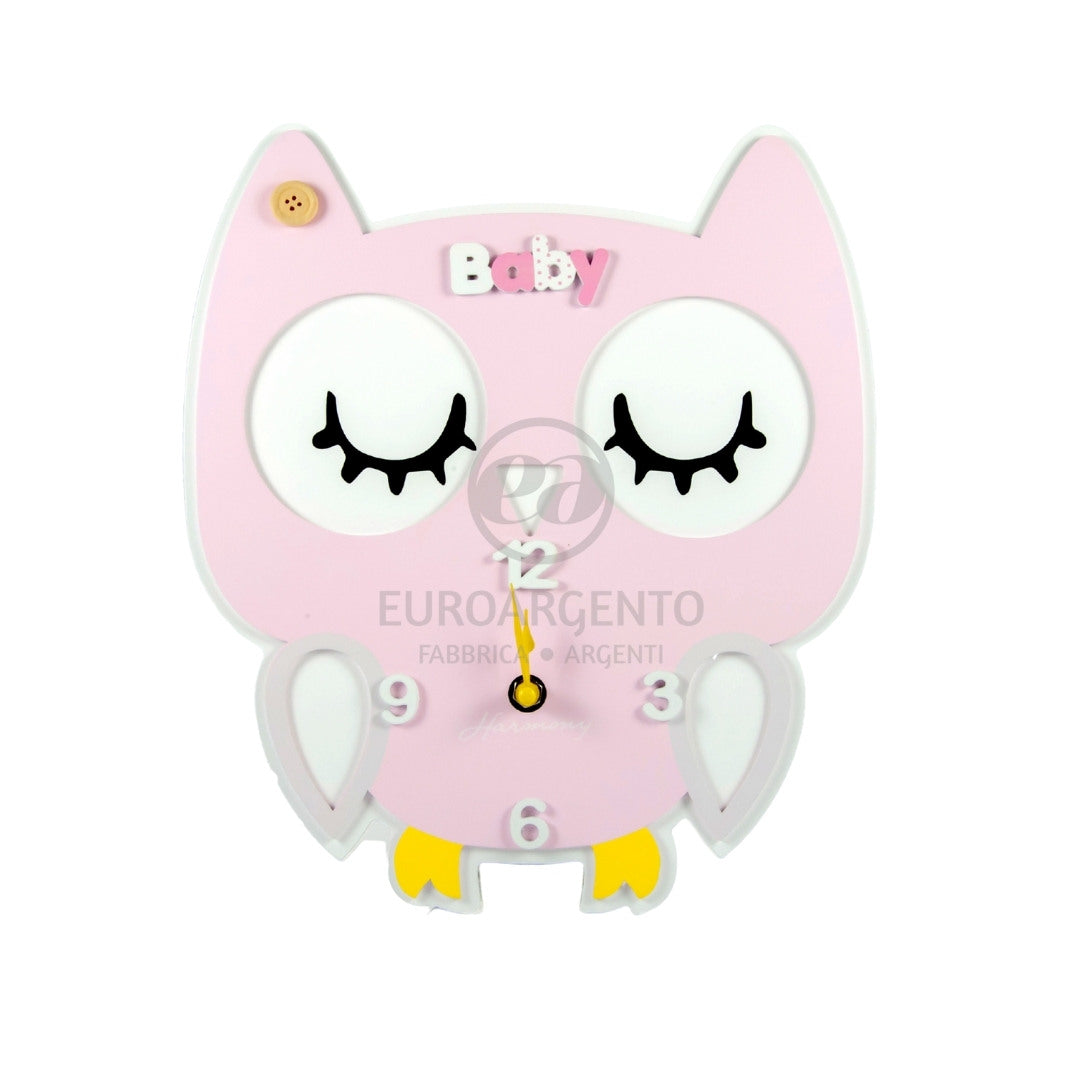 Orologio gufo grande (rosa) c/box