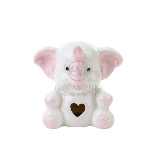 Elefantino con cuore (bianco e rosa)