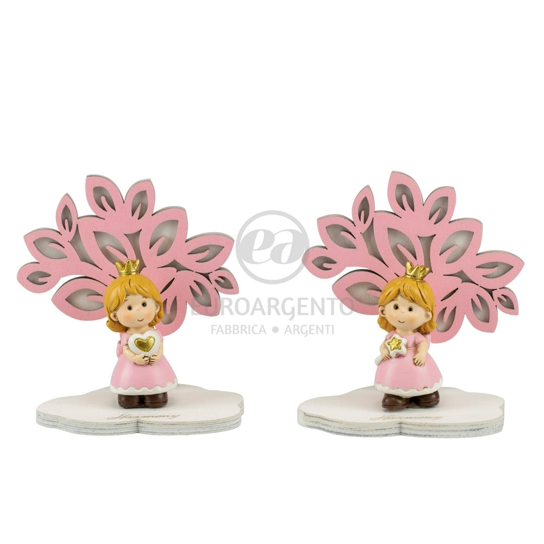 Fazzoletto porta confetti albero della vita con principessa (rosa)