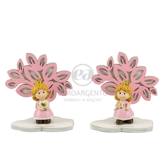 Fazzoletto porta confetti albero della vita con principessa (rosa)