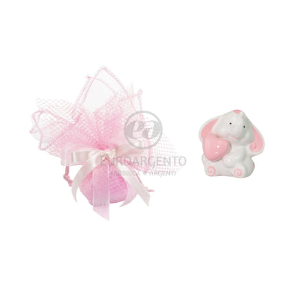 Fazzoletto porta confetti con elefantino (rosa)