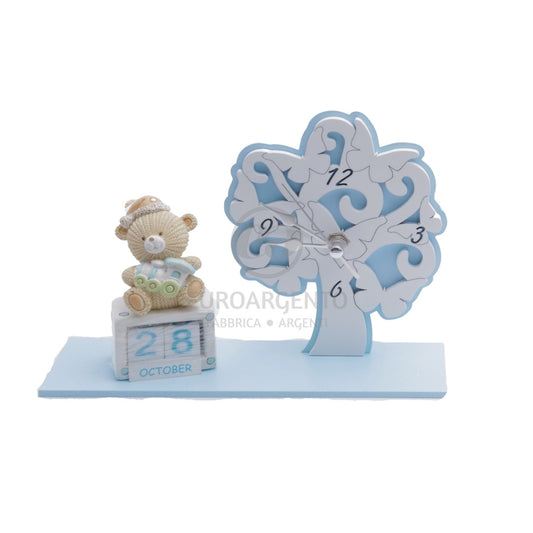 Orologio e calendario perpetuo orsetto (azzurro)