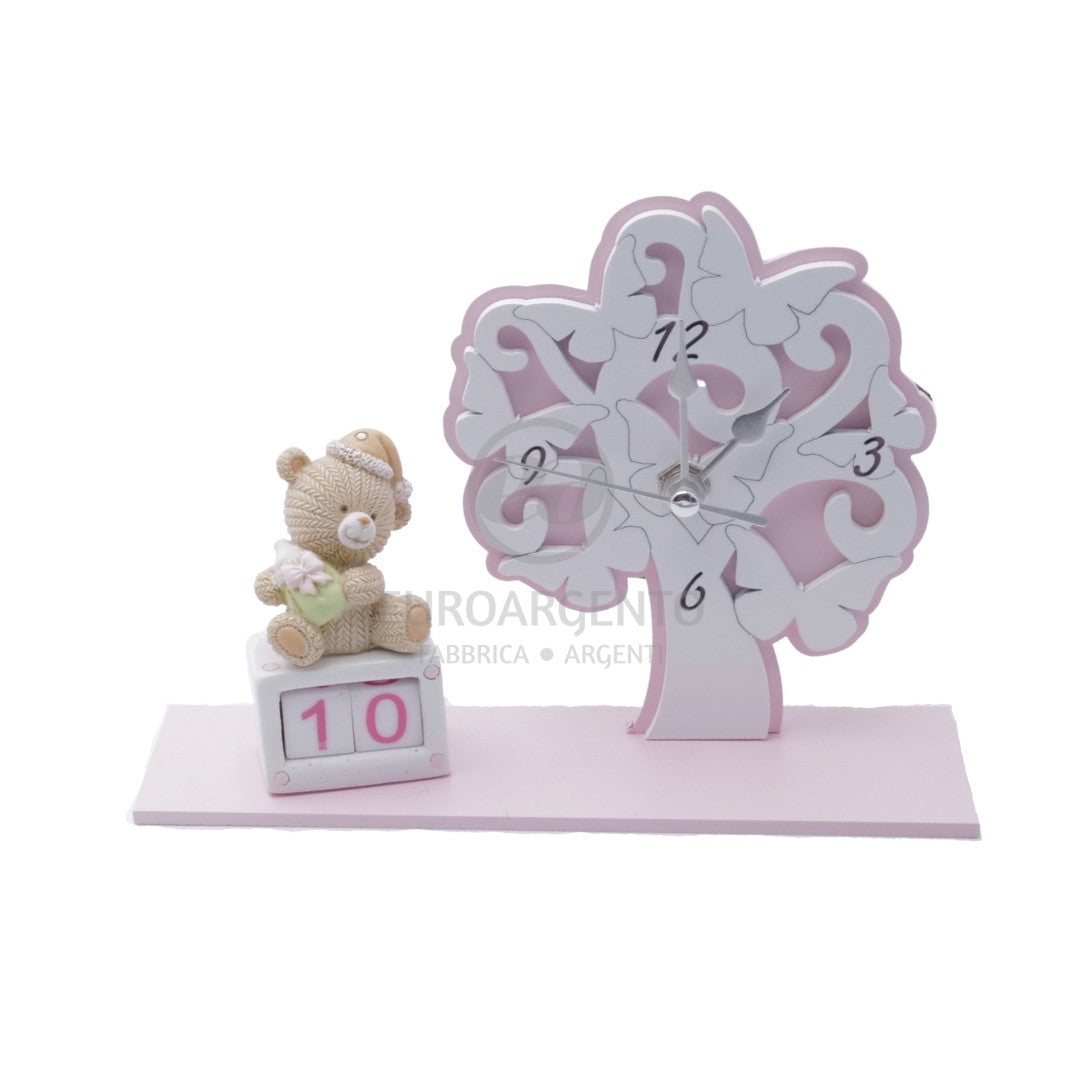 Orologio e calendario perpetuo orsetto (rosa)