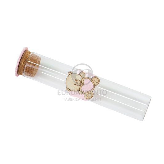 Provetta porta confetti con orsetto (rosa)