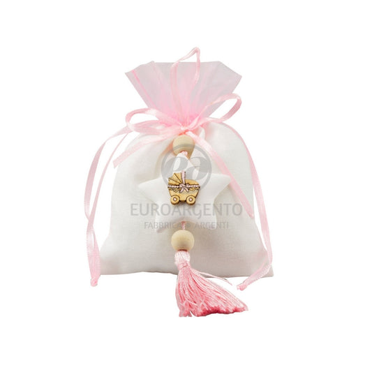 Sacchettino con stella e biberon (bianco/rosa)