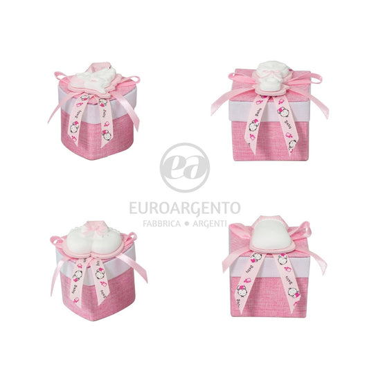 Scatolina porta confetti jeans con gessetti (rosa)