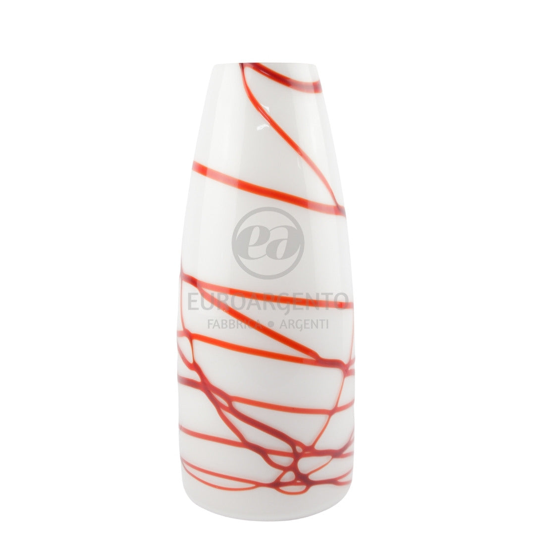 Vaso bianco con venature rosse