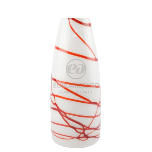 Vaso bianco con venature rosse
