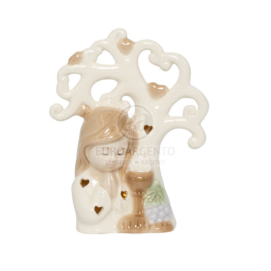 Bimba comunione con albero porcellana con led