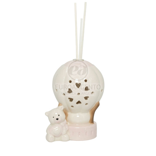Profumatore mongolfiera con orsetto con led (rosa) c/box c/ fazz