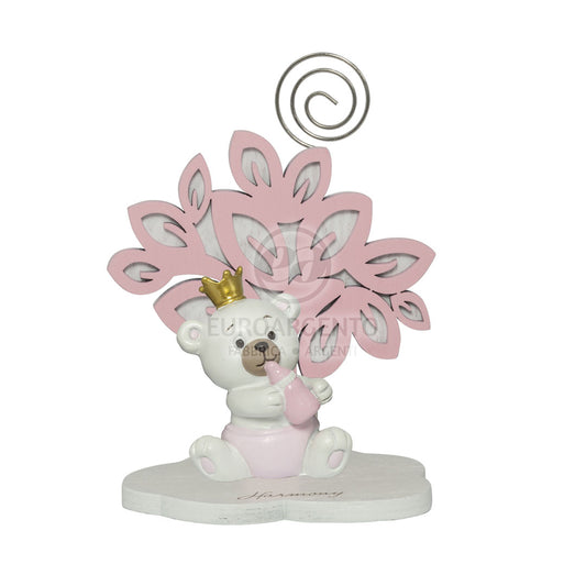 Albero della vita con orsetto e clip (rosa)