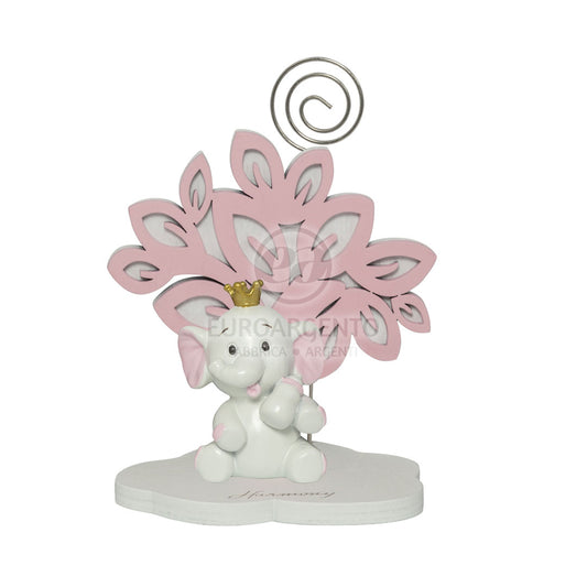 Albero della vita con elefante e clip (rosa)