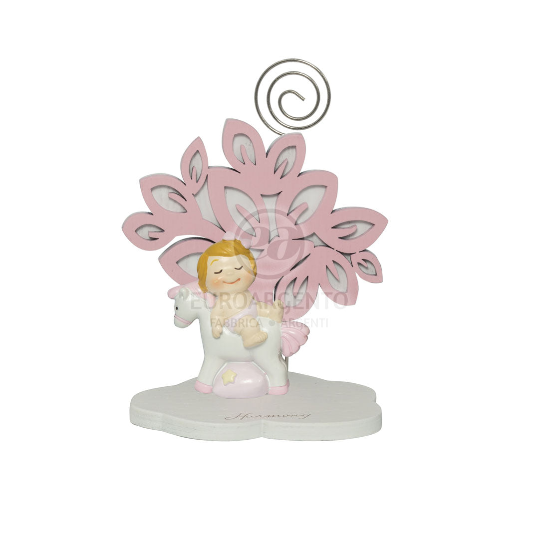 Albero della vita con bimba con automezzi e clip (rosa)