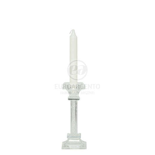 Porta candela cristallo glitter bianco