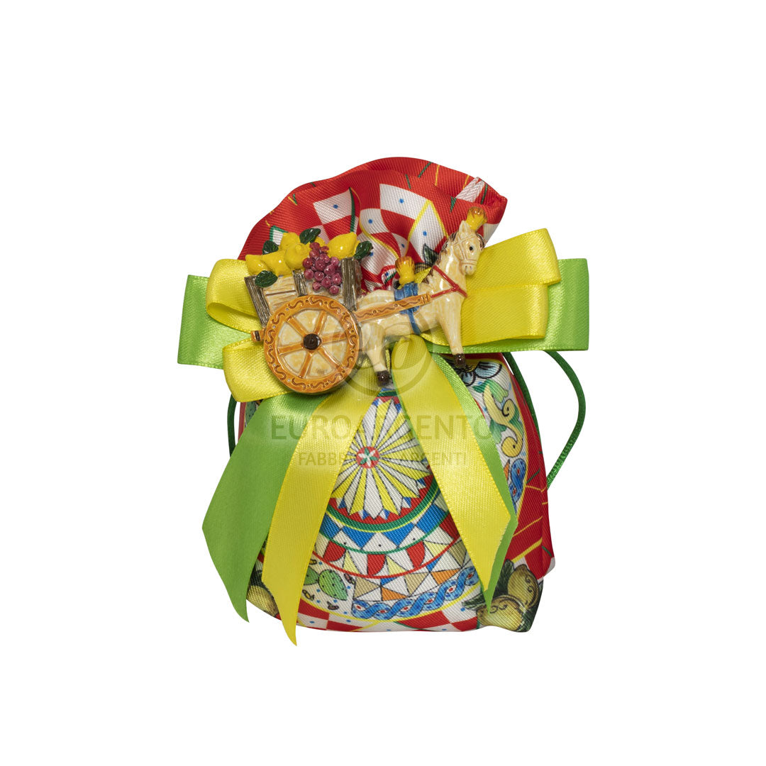 Magnete carretti siciliani con sacchetto maioliche (assortiti)